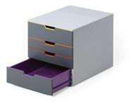 Durable VARICOLOR 4 Drawer Unit | Desktop Drawer Set with 4 Colour Coded Draws | Ideal for Storing Documents and Paper Work