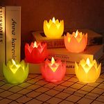 VELOCIOUS® Flameless and Smokeless Flower Shape Led Tea Light Decorative Candles Perfect for Gifting, Home Decoration, Birthday, Diwali, Festival, (6 Piece, Assorted Color)