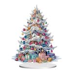 SPEPROECO Christmas Tree Table Ornaments DIY Diamond Painting Kits,9D Diamond Art Christmas Desktop Ornaments Special Shape Crystal Painting Decor Christmas Gifts for Friends Family