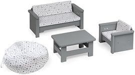 Badger Basket Living Room Furniture Set for 18 Inch Dolls – Includes Couch, Chair, Table & Beanbag