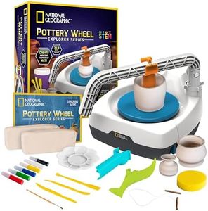 NATIONAL GEOGRAPHIC Pottery Wheel for Kids – Complete Pottery Kit for Beginners, Plug-in Motor, 2 lbs. Air Dry Clay, Sculpting Clay Tools, Apron & More, Patented Design, Craft Kit (Amazon Exclusive)