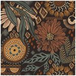 HAOKHOME 93291 Wallpaper Peel and Stick Floral Boho Brown/PeachPuff/Green Retro Wall Decor Bathroom Removable Mural 17.7in x 9.8ft