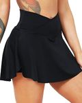 TZLDN Tennis Skirt Pleated Skirts for Women with Shorts Pockets High Waisted Golf Clothes Femme White Skort Black Mini Skirt ##1Side Pockets - Black, Small