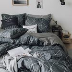 HighBuy Boho Comforter Sets Twin XL Size Plaid Bedding Sets 3 Piece Dark Grey Boho Grid Checkered Comforters Fluffy with 2 Pillowcases for Twin XL Bed,Cottagecore Geometric Bedding Comforter Sets