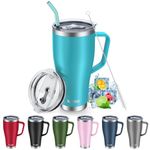 KETIEE Tumbler with Straw and 2 Lids 30oz Travel Mug Coffee Cup with Handle, Insulated Stanleys Cup with Straw and Lid Stainless Steel Travel Coffee Mug Water Cups for Hot Cold Drinks, Blue