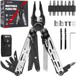 BIBURY Multitools, Multi Tool Foldable Pliers with Upgraded Scissors and Screwdriver Set, Stainless Steel Multitools - Pro, Ideal for Camping, Outdoor, Repairing - Gift for Dad Men -Black