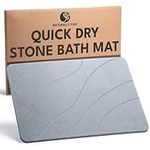 Naturally Chic Non-Slip Diatomaceous Earth Shower Mat - Quick-Drying Stone Bath Mat for Bathroom - Absorbing Diatomite Bath Mat - Stone Dish Drying Mat (23.6 x 15.4 Dark Gray)