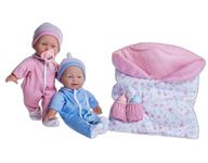 JC Toys La Baby 11" Soft Body Twin Baby Dolls – Removable Outfits and Reversible Sleeping Bag & Accessories– Small Baby Doll Toys for Children 12 Months +