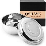 QShave Stainless Steel Shaving Bowl with Lid 4 Inch Diameter Large Deep Size Chrome Plated Shinning Finish Shave Soap Cup Mug