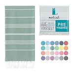 WETCAT Turkish Beach Towel Oversized 38x71 100% Cotton Sand Free Quick Dry Extra Large Light Travel Towel for Adults Beach Accessories Gifts - Teal