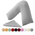 Kanak V Shaped Pillowcase Grey,Plain Polycotton Back & Neck Support V Pillow case cover - Orthopaedic/Pregnancy/Nursing Pillow Cover Only - Grey