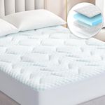 EHEYCIGA Memory Foam Mattress Topper Double Bed, Gel Mattress Pad with Extra Deep Pocket, Breathable Mattress Cover, 135x190x3cm, White