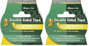 Duck Double Sided Tape, Strong Double Sided Tape for Everyday Use, Mounting, Arts and Crafts, Scrapbook, Photo Albums, Easy to Use Sticky Tape with Strong Adhesive and Easy Peel 38mm x 5m,Pack of 2