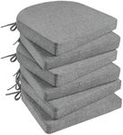 Basic Beyond Chair Cushions for Dining Chairs 6 Pack, Memory Foam Chair Cushion with Ties and Non Slip Backing, 16 x 16 inches Chair Pads for Dining Chairs(Dark Grey)