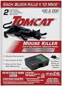 Tomcat Mouse Killer Disposable Station for Indoor/Outdoor Use - Child & Dog Resistant, 2 Stations with 1 Bait Each