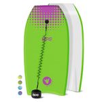 BPS 37' Shaka Bodyboard - High-Performance Speed Sleek Body Balance - Surfing Tricks Lightweight Body Board - Comes with Premium Coiled Wrist Leash (Green, Purple Accent)