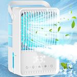 Evaporative Misting Fan with Timer, USB Portable Air Conditioner Fan, 3 Speeds 7 Colors, 3 IN 1 USB Personal Air Cooler Desktop Cooling Fan,Adjustable Head 180°Rotatable for Home Room Office