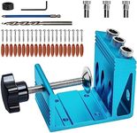 Pocket Hole Jig Kit with 3 Drill Hole Guide Pocket Drill Hole System with 15 Degree Joint Angle Tool Portable Pocket Joinery Screw Kit DIY Woodworking Carpentry Locator