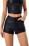 Floerns Women's Sexy High Waisted Faux Leather Shorts Drawstring Lace Up Festival Rave Shorts