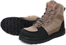 Kylebooker Men’s Wading Boots Lightweight Anti-Slip Rubber Bottom Fly Fishing Wading Shoes Khaki (Rubber Sole, 8)