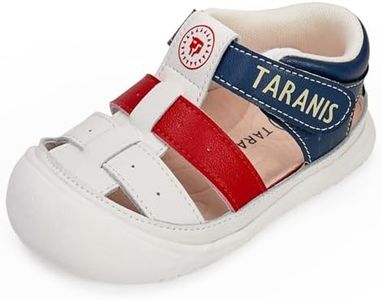TARANIS Baby Sandals Toddler Boys Girls Barefoot Non-Slip Rubber Sole Shoes Closed Toe Infant First Walker Shoes, Blue, 3 Toddler