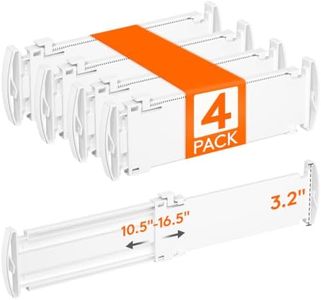 Lifewit Drawer Dividers for Clothes, 3.2" Tall 10.5"-16.5" Expandable Dresser Drawer Organizers, Adjustable White Plastic Separators for Kitchen, Cabinet, Nursery, Socks & Underwear Storage, 4 Pack