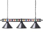 Wellmet 3 Light Billiard Pool Table Lights, 59" Pool Table Lighting for 7'-8' Table, Modern Kitchen Island Pendant Light with Matte Metal Shade, Billiard Light Fixture for Pool Table, Game Room