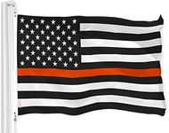 G128 - Thin Orange Line American Flag 150D Polyester 3x5 FT Printed Flag - Honoring Men Women Search and Rescue Brass Grommets Indoor/Outdoor - Much Thicker More Durable Than 100D 75D Polyester