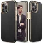 LOHASIC Designed iPhone New Case, Slim Premium PU Leather Classic Cover Full Body Phone Men Women Cases Compatible with iPhone 2023 5G - Black Gold