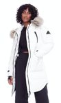 Alpine North Women’s Vegan Down Drawstring Winter Parka - Water Repellent, Windproof, Insulated Jacket with Faux Fur Hood (Medium, Cream)