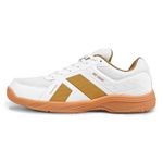 Nivia Mid Court Badminton Shoes for Men, Flexipro Sole Technology & Dual-Layer Foam Cushioning, Designed for Badminton, Volleyball, Squash, Table Tennis, Pickleball (White/Golden, UK05)