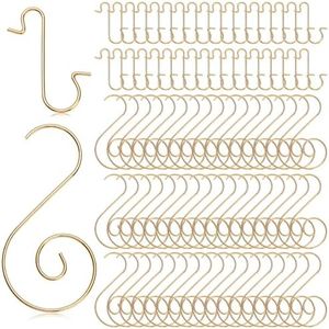 Christmas Ornaments Hooks, 130 Pcs Ornaments Hangers Hook Christmas Tree Hooks Metal Wire Hooks Xmas Tree Decoration Hanger (Gold)