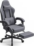 Dowinx Gaming Chair for Adults, Computer Chairs with Footrest, Ergonomic PC Chair with Massage, Office Chair with Armrests, Up to 150Kg, Grey