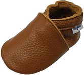 Mejale Baby Soft soled Leather Moccasins Anti-Slip Infant Toddler Shoes First Walkers(Brown,18-24 Mos)