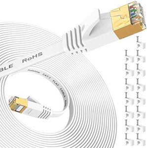 Ethernet Cable 10M, Cat7 High Speed Internet Network Cable with Gold Plated RJ45 Connector, Shielded Flat Patch Cord LAN Wire for Modem, Switch, Faster Than Cat5e/Cat5/Cat6/Cat6e