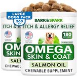 Bark&Spark Omega 3 for Dogs - 360 Fish Oil for Dog Shedding, Skin & Joint Health - Skin and Coat Supplement - EPA & DHA Fatty Acids - Salmon