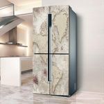 Refrigerator wrap vinyl peel and stick, fridge sticker full covering door fridge covers skins wall stickers for kitchen decal, Retro Navigation Map America