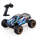 GoolRC 16889A RC Car, 1:16 Scale Remote Control Car, 4WD 45KM/H High Speed RC Truck with Brushless Motor, 2.4GHz All Terrain Off Road RC Crawler, Electric Vehicle Toy for Kids and Adults (Blue)