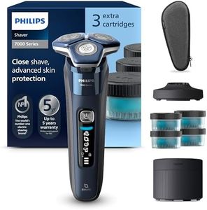 Philips Shaver Series 7000 - Wet & Dry Men's Electric Shaver with SkinIQ Technology, Razor with Pop-up Trimmer, Charging Stand, Travel Case, Quick Clean Pod and 4X Cartridges (Model S7885/63)