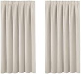 Bedroom Blackout Curtain and Drape - Window Treatment Thermal Insulated Solid Pencil Pleat Blackout Drapery for Bedroom 66 x 54 Inch, 2 Panels, Light Beige