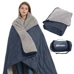 Sheelokhwui Outdoor/Indoor Sherpa Blanket, Oversized Waterproof Stadium Blanket for Cold Weather. Warm, Soft, Portable, Great for Stadium, Sports Events, Camping, Indoor - 82x56in., Royal Blue