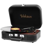 Record Player, VOKSUN Portable Bluetooth Vinyl Turntable with Built-in Stereo Speakers, 3-Speed Belt-Drive Suitcase Vinyl LP Player, Supports Vinyl to MP3 Recording, AUX/USB/RCA/Headphone Jack