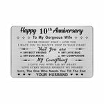 DEGASKEN Wife 10th Wedding Anniversary Card Her from Husband - You Are My Soulmate My Everything - 10 Year Anniversary for Women, Tenth Tin Anniversary Wallet Card