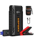 ASPERX 2000A Jump Starter Power Pack(8.0L Gas or 6.5L Diesel), Car Battery Booster Jump Starter with Jump Leads, LED Flashlight & LCD Display, Jump Pack for 12V Vehicles Pickup SUV Motorcycle Van