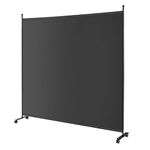 CASART Single Panel Room Divider, Movable Protective Privacy Screens with Lockable Wheels, Steel Frame Portable Fabric Screen Room Partition for Home Office (Black)