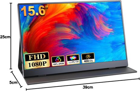 18.5" Portable Monitor – 120Hz FHD IPS, USB-C/HDMI, 100% sRGB, VESA, Smart Cover