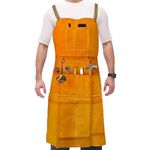 KAISAL Leather Welding Apron with 6 Pockets Heavy Duty Work Apron Heat Resistant Flame Retardant Leather Apron for Men Women Adjustable Size Welding Apron