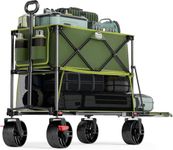 TIMBER RIDGE 400L Large Capacity Folding Double Decker Wagon, 54" Extra Long Extender Wagon Cart, 450lbs Heavy Duty Collapsible Wagon, All-Terrain Big Wheels for Camping, Sports, Shopping, Green