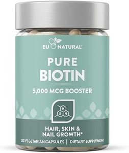 Biotin 5000 mcg Hair Skin Nails Supplement – High-Potency Hair Growth Vitamins for Women & Men – Provide Powerful Support for Healthy Hair, Stronger Nails and Glowing Skin – 120 Vegan Soft Capsules