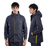 Lifelong Men's Raincoat Set | Waterproof Polyester Double-Coated Reversible Rain Suit | Hooded Jacket with Inner Mobile Pocket & Pants | Standard Length for Hiking, Camping L Black with Red Stripe